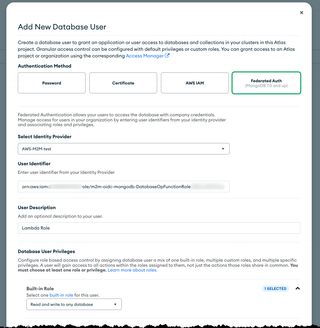 Bild som visar MongoDB-användarskapande