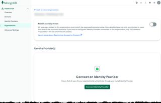 Bild som visar MongoDB identity Provider Organization connection