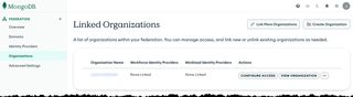 Bild som visar MongoDB identity Provider Organization connection completed