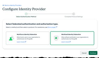 Bild som visar MongoDB Workload Identity start