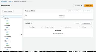 Console showing API resources