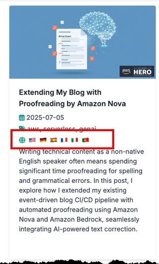 Indicador de idioma da grade de posts