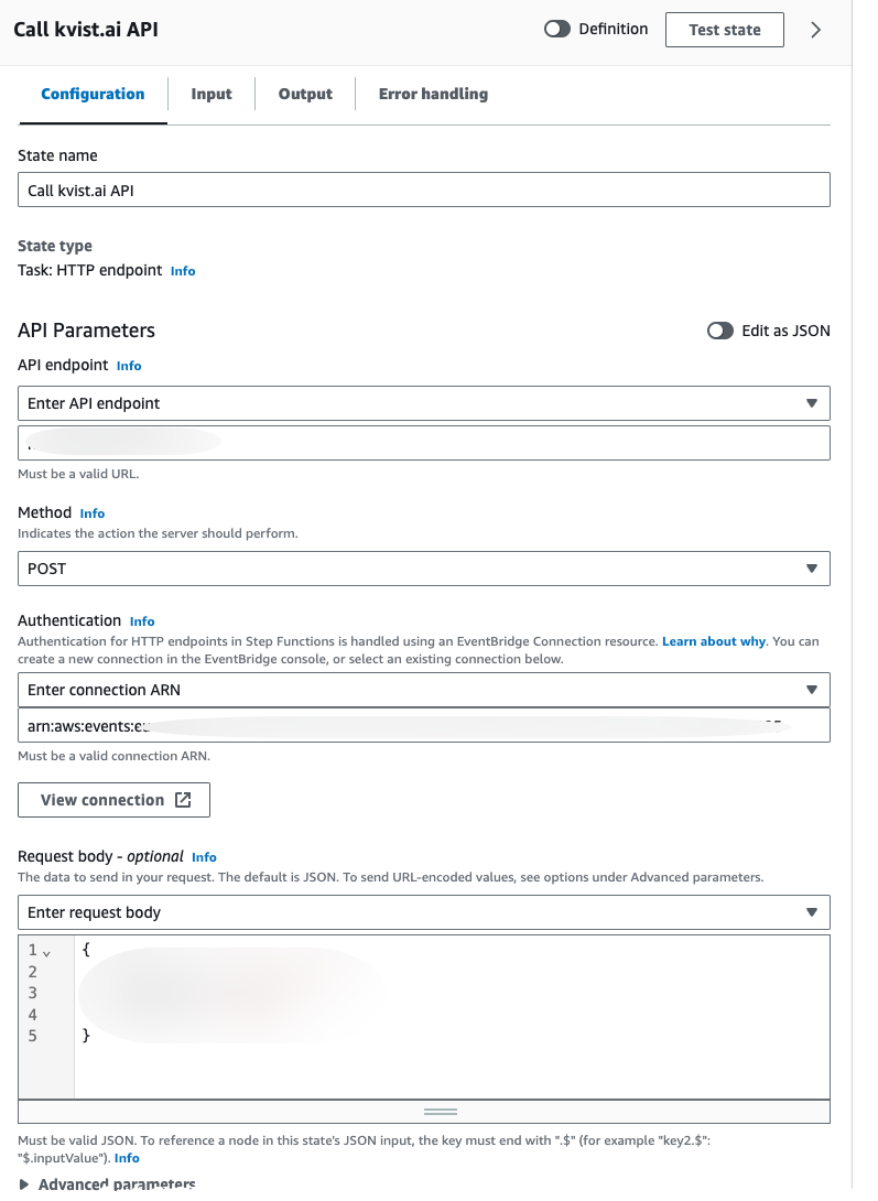 Image showing task configuration