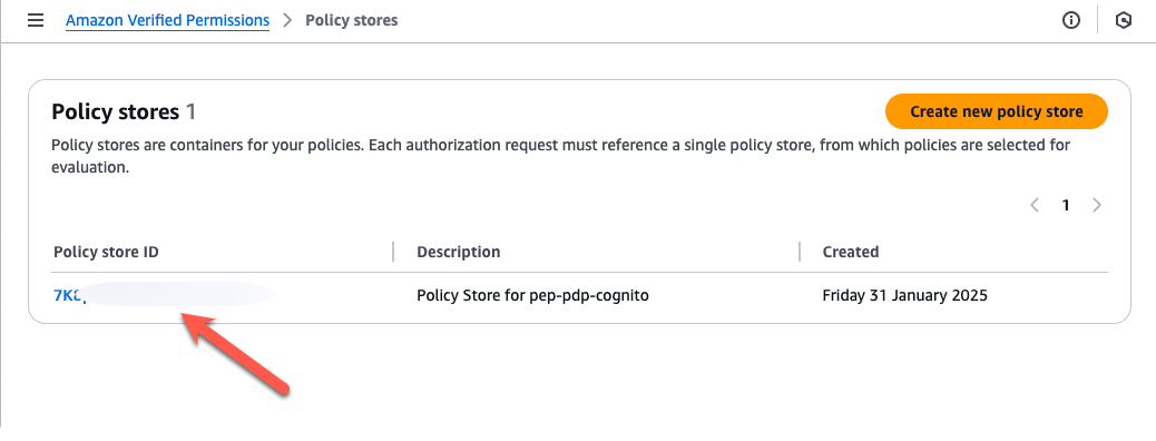 Image showing the policy store list 