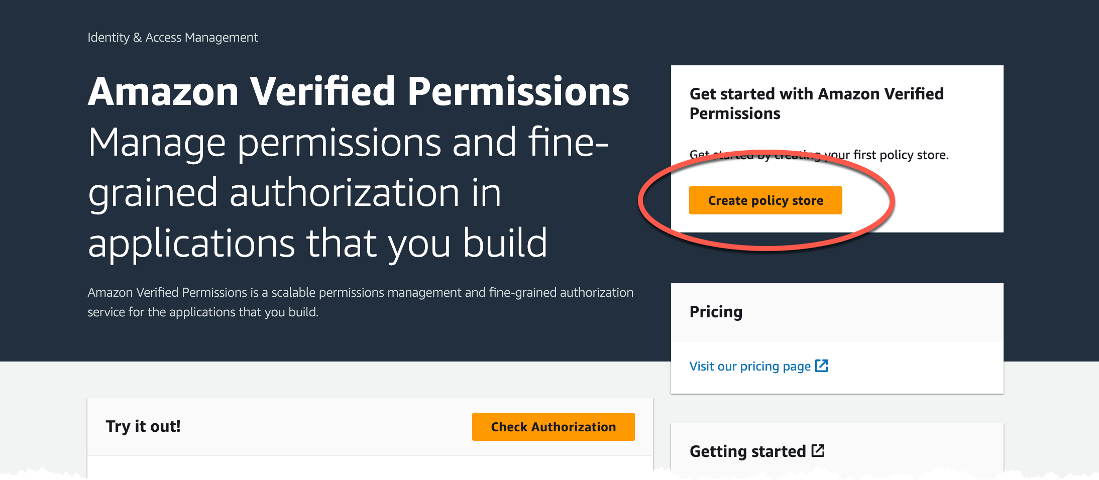 Console showing verified permissions